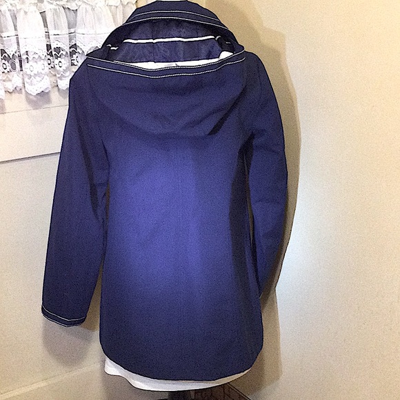 Dennis by Dennis Basso Navy Blue Coat with Hoodie - Picture 2 of 13